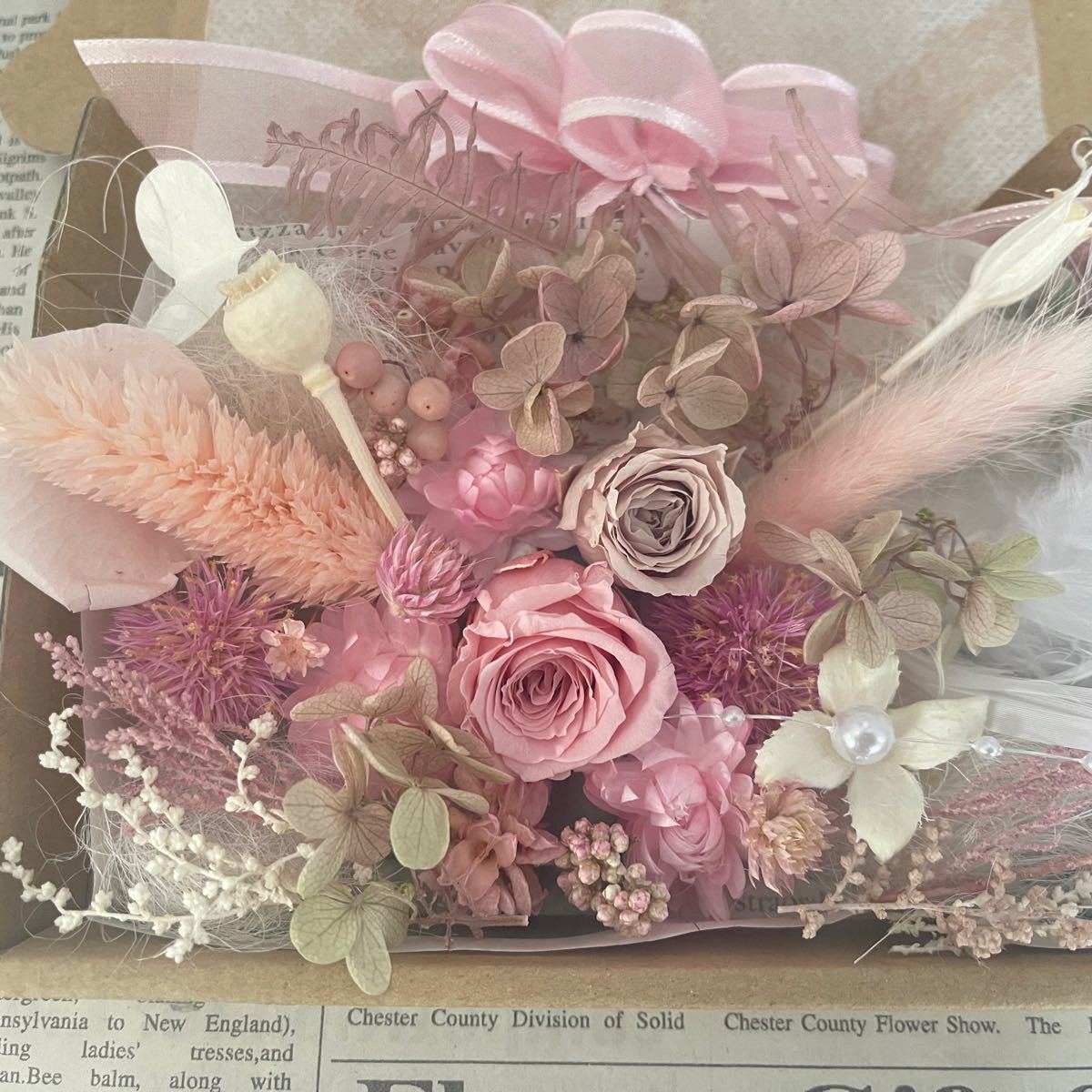 プリザ＆ドライフラワー 花材 ピンクボックス