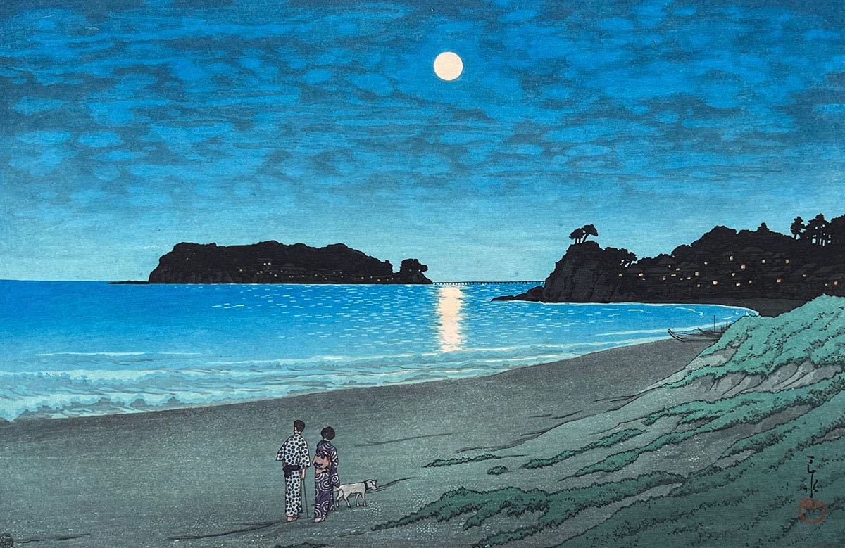 ◇川瀬巴水《相州七里ヶ浜》昭和5年作・優良木版画(絶版)優良 ◇川瀬巴水《相州七里ヶ浜》昭和5年作・優良木版画(絶版)優良