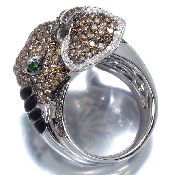  diamond diamond 4.52ct green garnet 0.10 shell 1.50ct animal ring . elephant K18WG judgement document GENJ limit price cut goods 