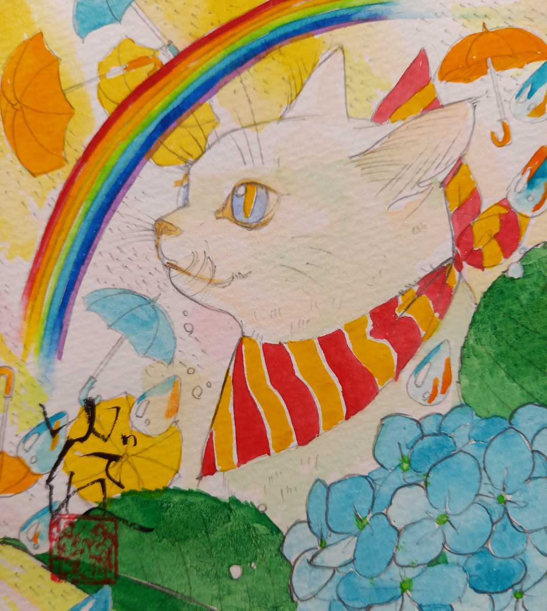 森ゆだね　日本美術院　院友　人気の吉祥猫シリーズ最新作　「てんちゃん」_画像4