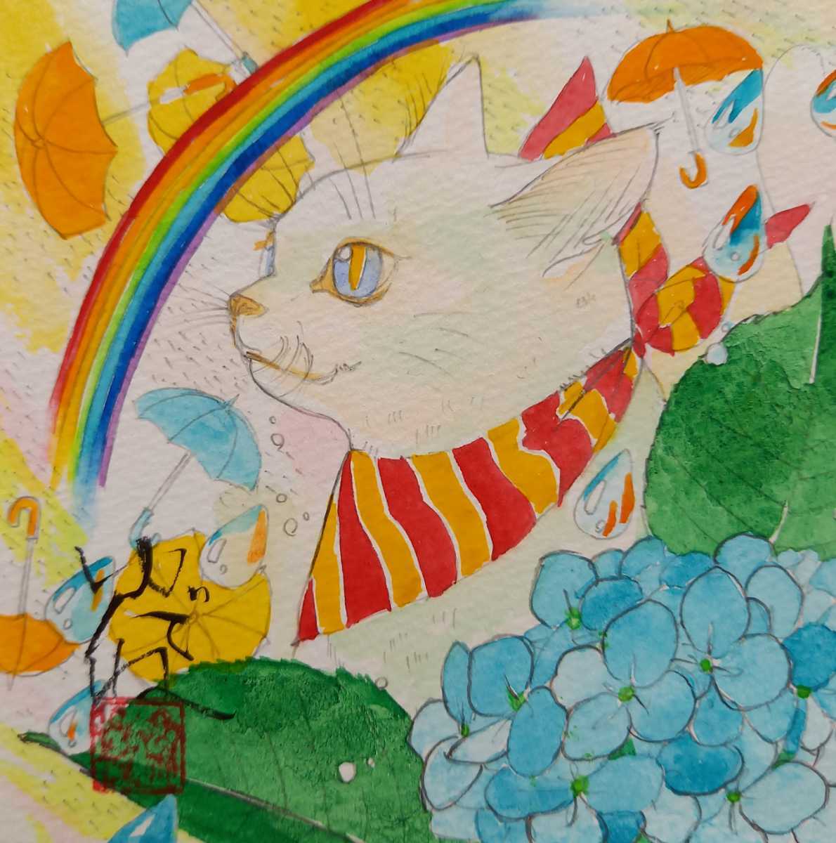 森ゆだね　日本美術院　院友　人気の吉祥猫シリーズ最新作　「てんちゃん」_画像3