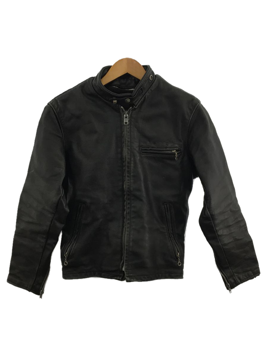 定番 schott USA製 シングルライダースジャケット ライナー有 ブラック 消防士長 シングル 38 ライダース schott レザージャケット