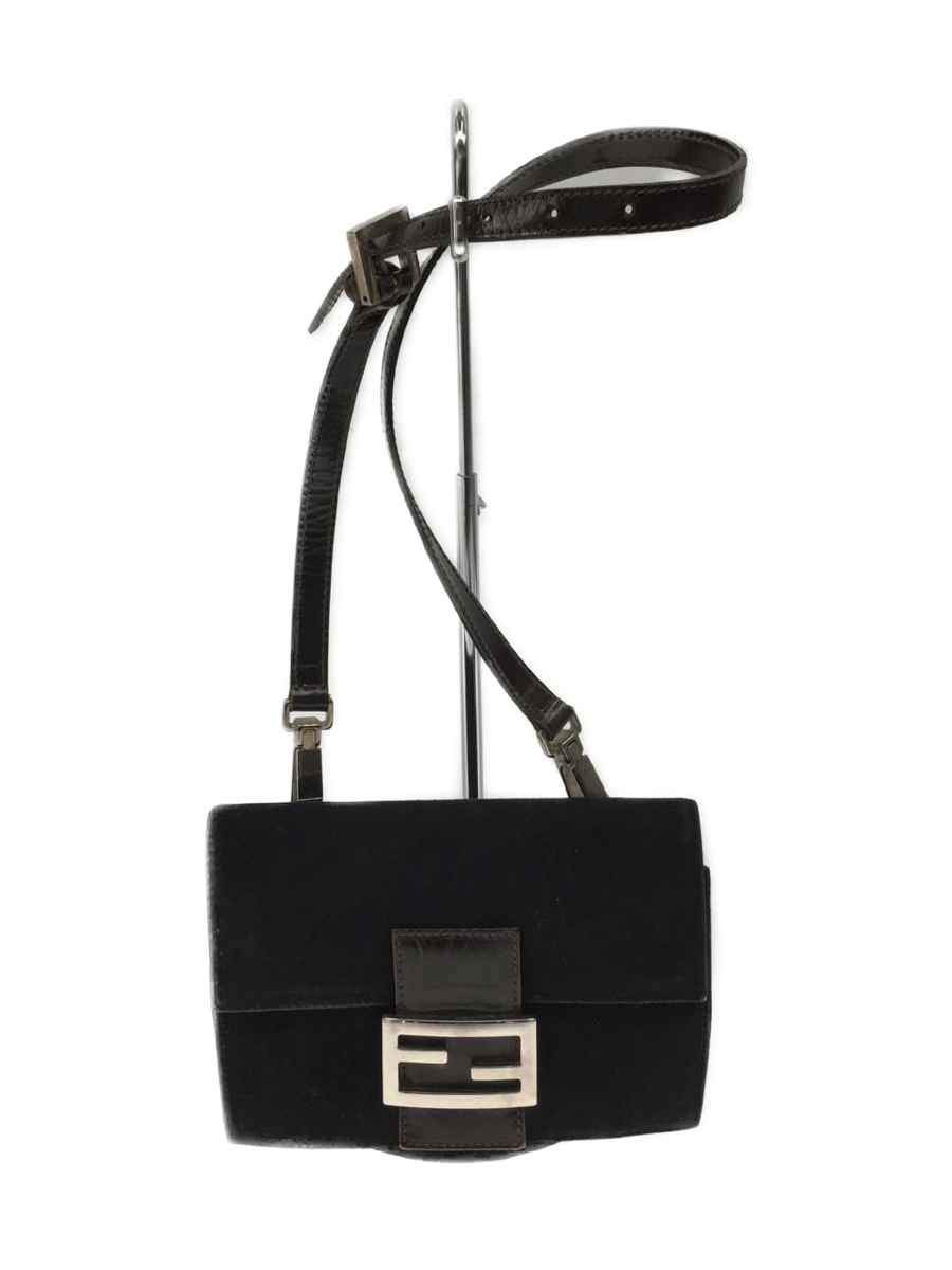 FENDI フェンディ ブラック ショルダーバッグ スエード-