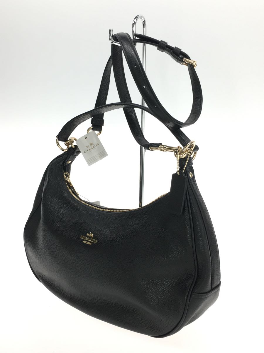 COACH◇ショルダーバッグ_オールレザー/レザー/BLK/無地 - レディース 