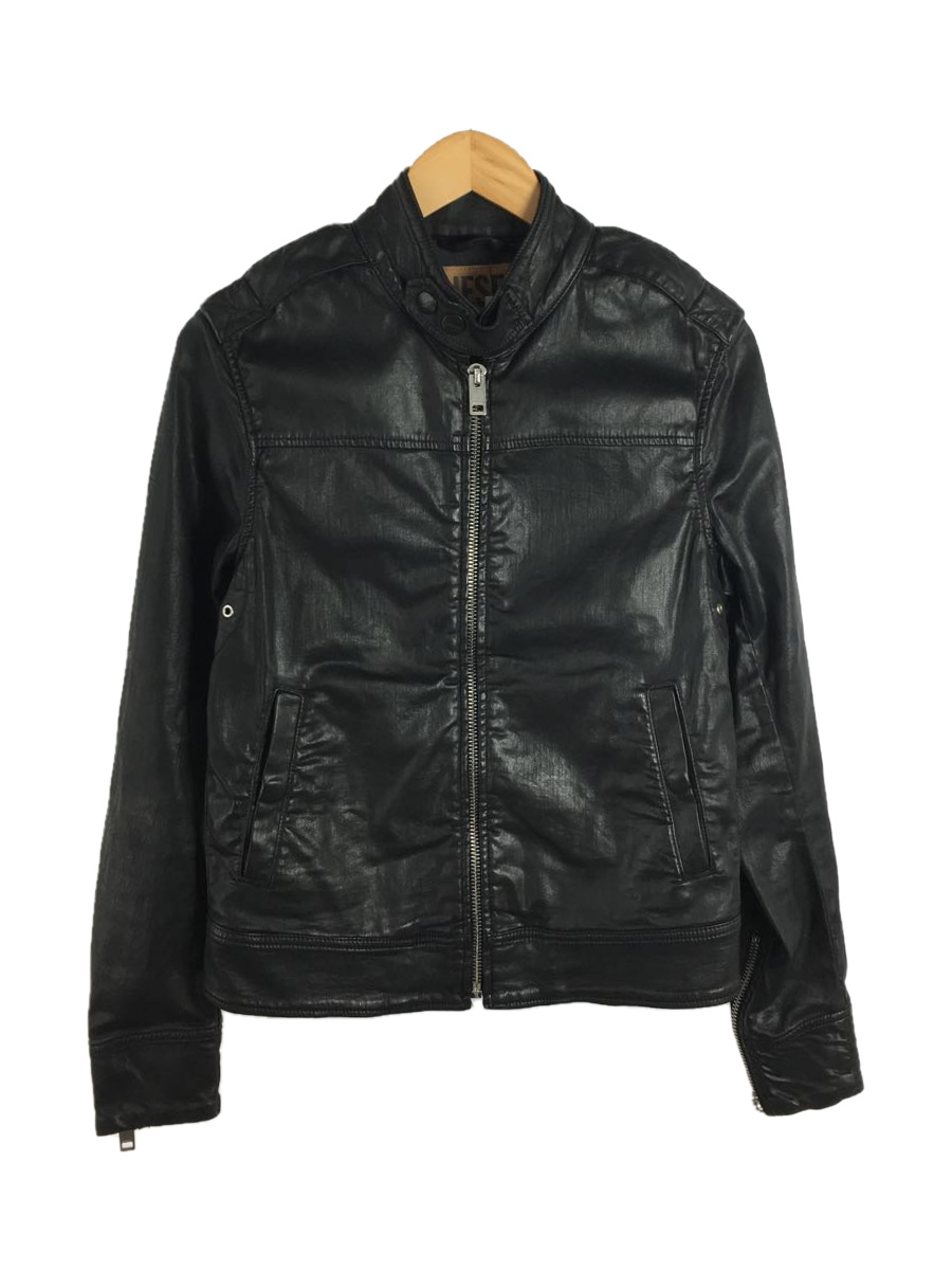 DIESEL◇シングルライダースジャケット/S/コットン/BLK cutacut.com