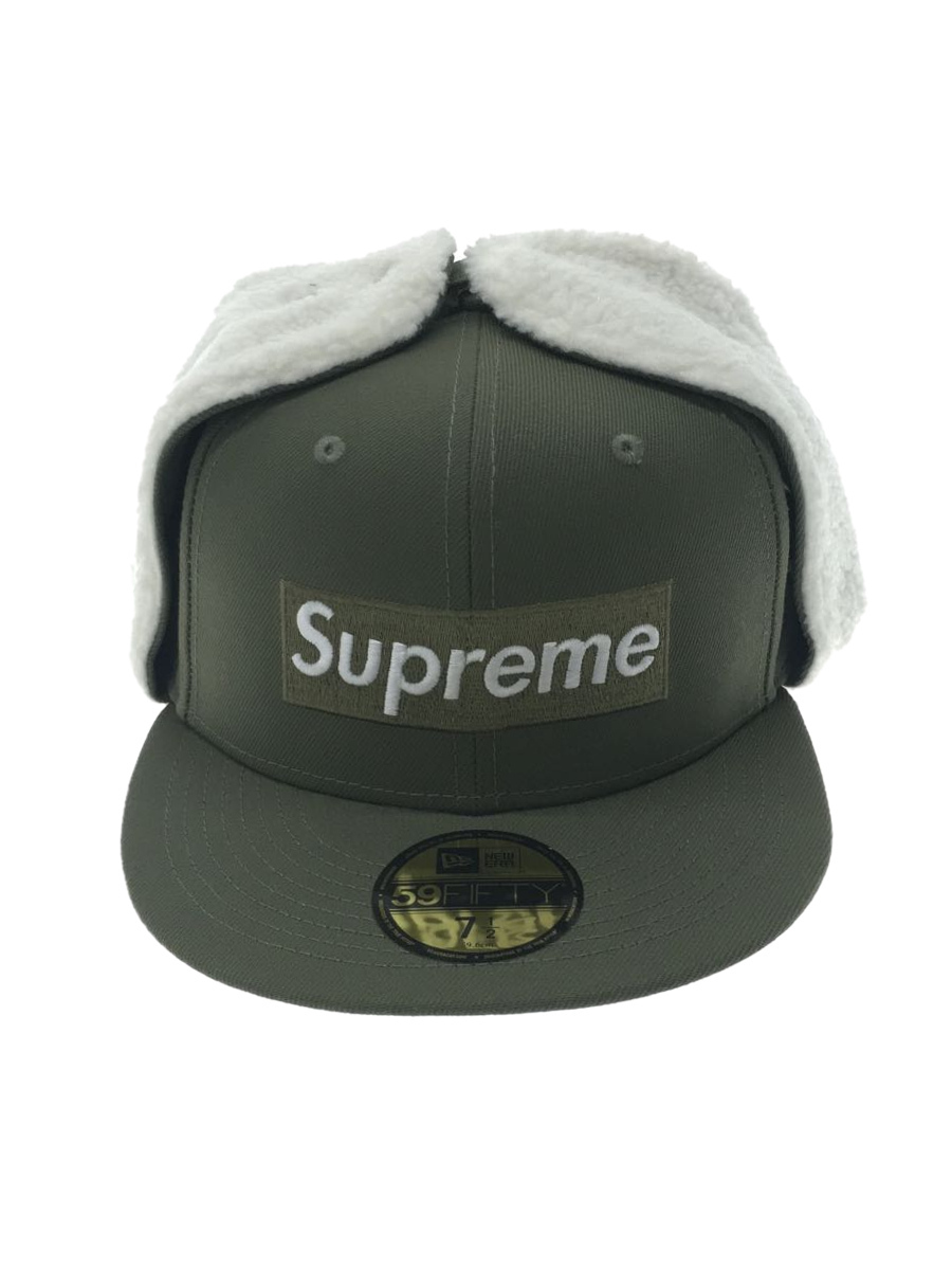 Supreme◇earflap box logo/未使用品/キャップ/7 1/2/コットン/カーキ