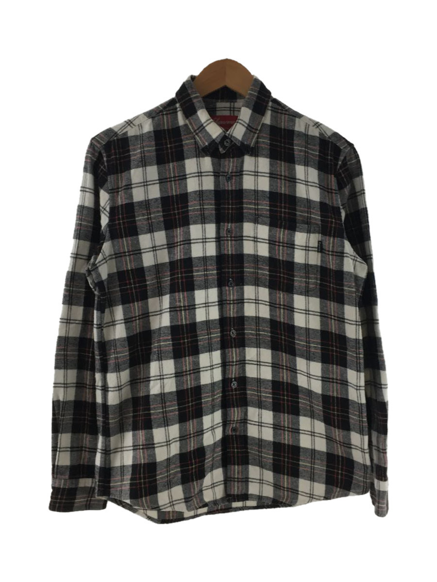 Supreme◆14AW/Tartan Flannel Shirt/長袖シャツ/S/コットン/BLK/チェック