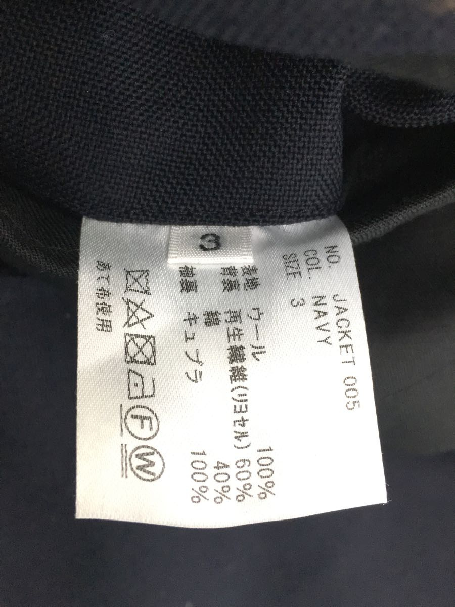21SS/STEVE/春・夏/HEUGN/テーラードジャケット/3/ウール/ネイビー