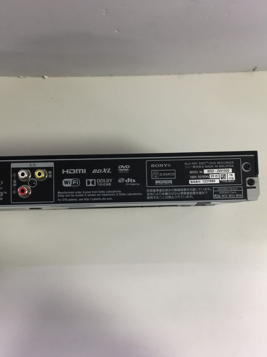 SONY◇ブルーレイレコーダー BDZ-ZW1000 SONY◇ブルーレイレコーダー BDZ-ZW1000