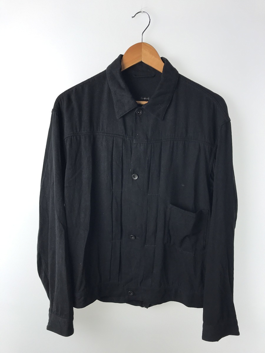 COMOLI◇19SS/シルクネップ TYPE-1st ジャケット/2/シルク/BLK www