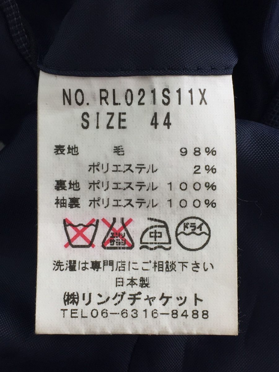 RING JACKET◇セットアップ/44/NVY/スーツ/ウール/3Bジャケット