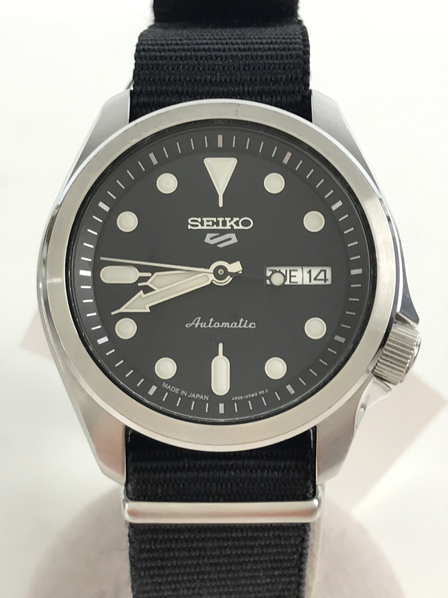 SEIKO◇自動巻腕時計/BLK/BLK/SS/4R36-08L0 