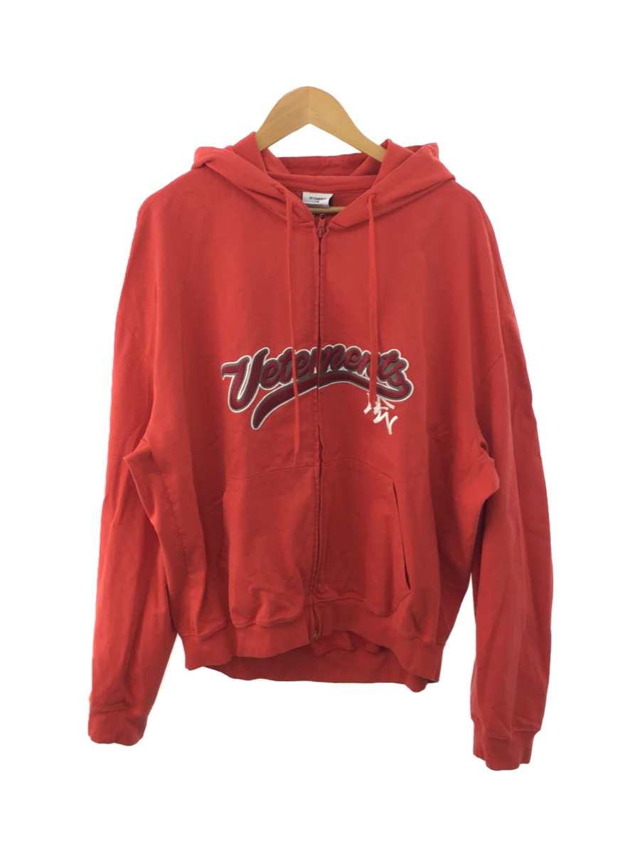 VETEMENTS◇ベ-スボールロゴ/ジップパーカー/L/コットン/RED bpbd