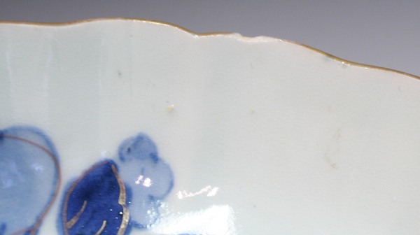 * blue **[SALE][ prompt decision ] old Imari / overglaze enamels gold paint .. writing wheel flower .. plate /2 customer / scratch equipped / Edo era ( pot deep plate direction attaching .. life antique tableware old fine art K300