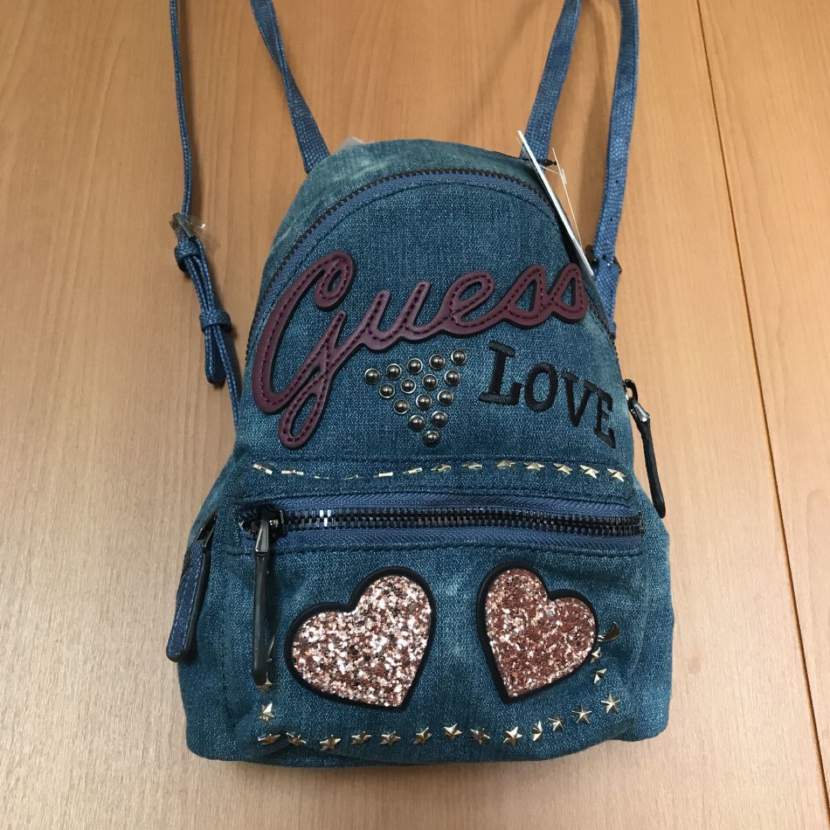 guess ミニリュック デニム キラキラ スタッズ タグ付き新品 guess ミニリュック デニム キラキラ スタッズ タグ付き新品