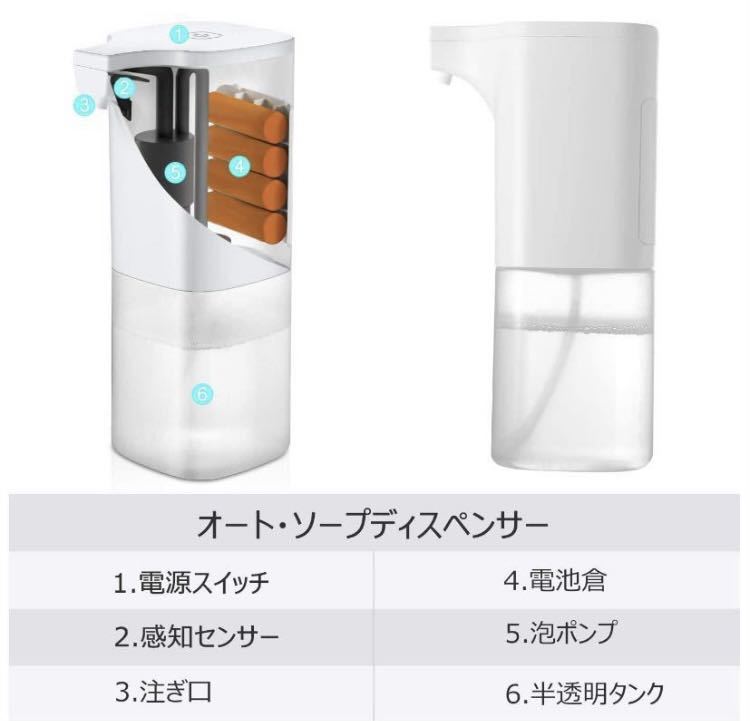 アルコール消毒噴霧器 自動ソープディスペンサー非接触式 手指消毒機　IRセンサー付き 自動誘導 非接触 350 mL 残量確認_画像6