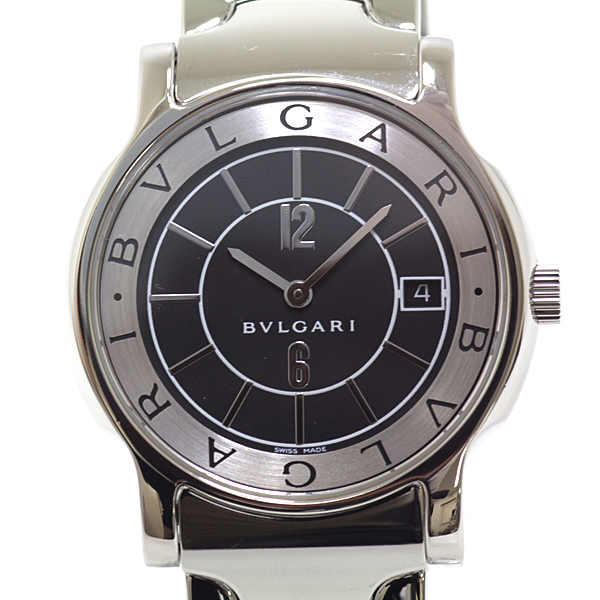 BVLGARI ブルガリ メンズ腕時計 ソロテンポ ST35S ブラック(黒)文字