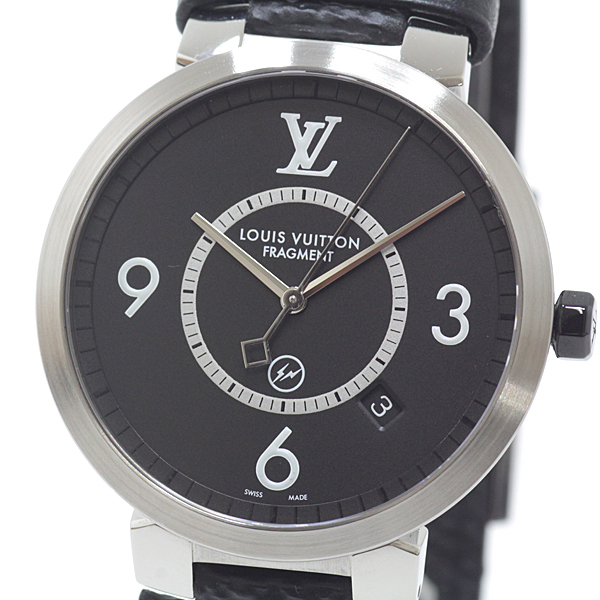 LOUIS VUITTON ルイヴィトン メンズ腕時計 フラグメントデザイン タンブール スリム Q1DM1 ブラック（黒）文字盤 クォーツ