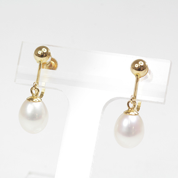 tasakiTASAKI Tasaki Shinju flora pearl earrings K18YG/ pearl (6.0mm) yellow gold 1 bead pearl ... type swaying swing used 