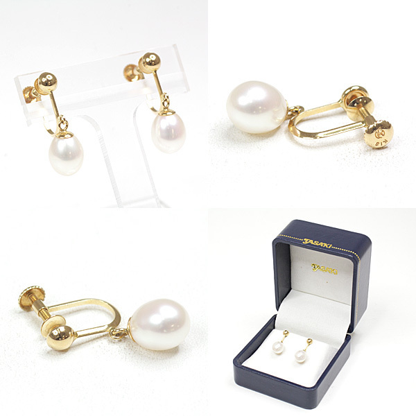 tasakiTASAKI Tasaki Shinju flora pearl earrings K18YG/ pearl (6.0mm) yellow gold 1 bead pearl ... type swaying swing used 