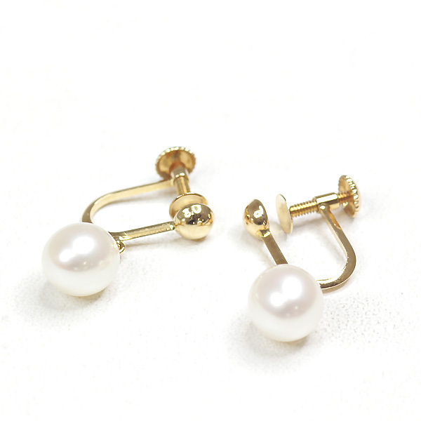 tasakiTASAKI Tasaki Shinju flora pearl earrings K18YG/ pearl (6.0mm) yellow gold 1 bead pearl ... type swaying swing used 