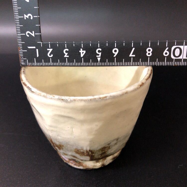 勇70）萩焼　清水啓功　粉引き　面取り湯飲み　湯呑み　茶器　煌雪窯　古萩再現　未使用新品　同梱歓迎【十二代三輪休雪　三輪龍作　師事】_画像9