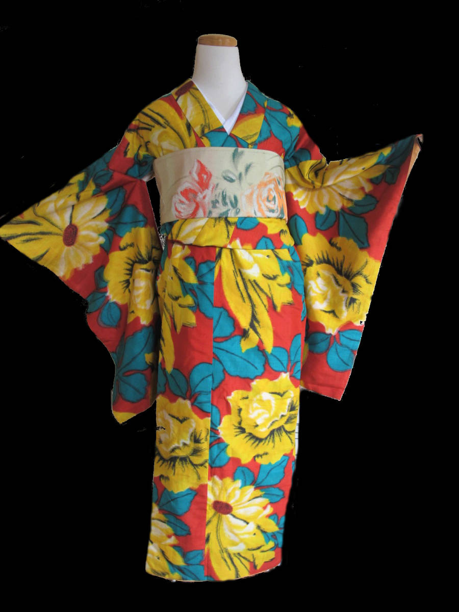  extra-large. rose .. large . antique kimono retro ..