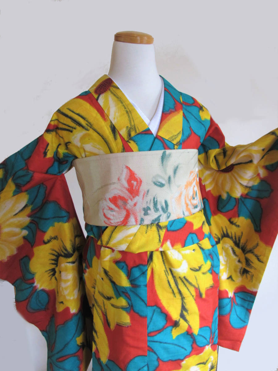  extra-large. rose .. large . antique kimono retro ..