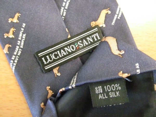 (48894)LUCIANO SANTI　ルチアーノサンティ　メンズ　ネクタイ　シルク　ネイビー系　USED_剣先幅　約10㎝