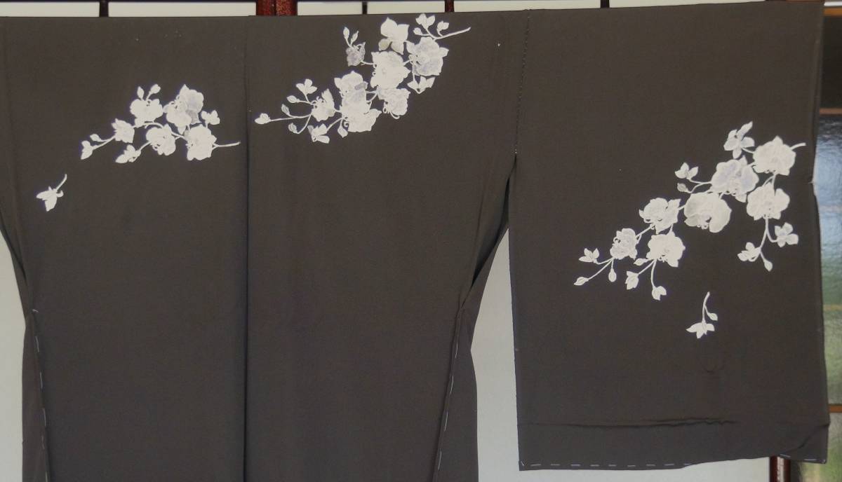 新品未仕立 刺繍入り友禅訪問着(八掛付) 人気の胡蝶蘭 黒地 www.unisat.lv