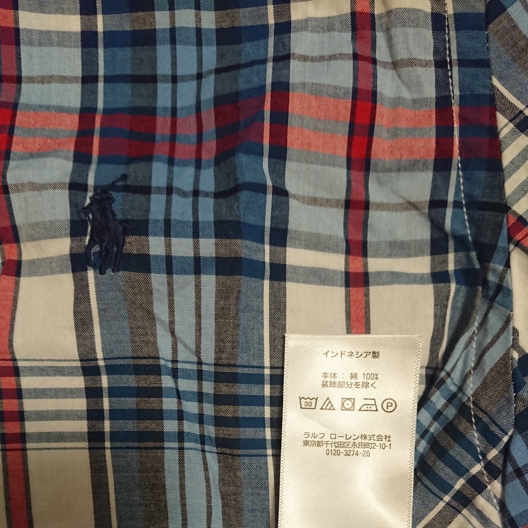 ラルフローレンチェックシャツボーイズサイズ18-20XL/TG日本成人男子のML【値下げ】