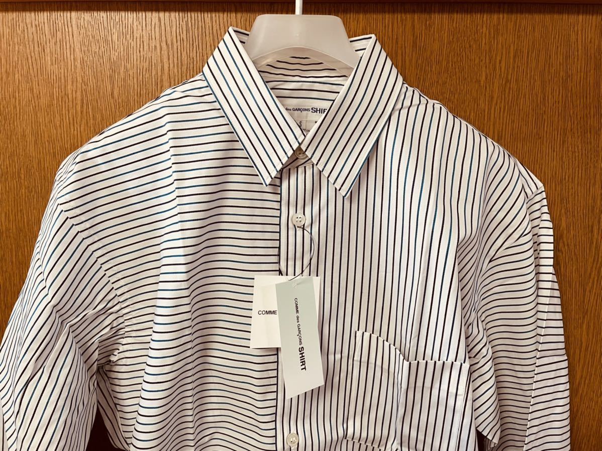 新品 コムデギャルソン SHIRT クレイジーパターン ストライプ ブルー