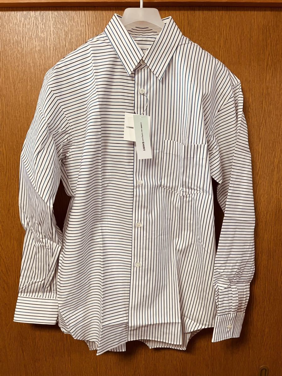 新品 コムデギャルソン SHIRT クレイジーパターン ストライプ ブルー