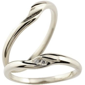 お得な情報満載 ペアリング つや消し シンプル K18WG 結婚指輪 ダイヤモンド ホワイトゴールド