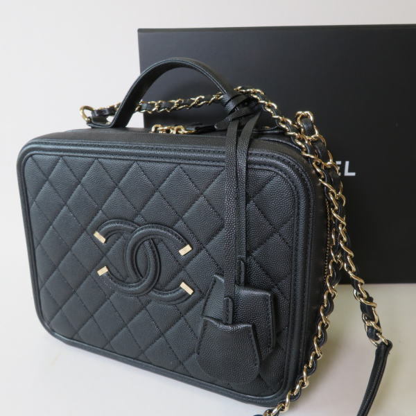 シャネル CHANEL ショルダーバッグ 2way チェーンショルダー バニティ キャビア ブラック レディース_画像1