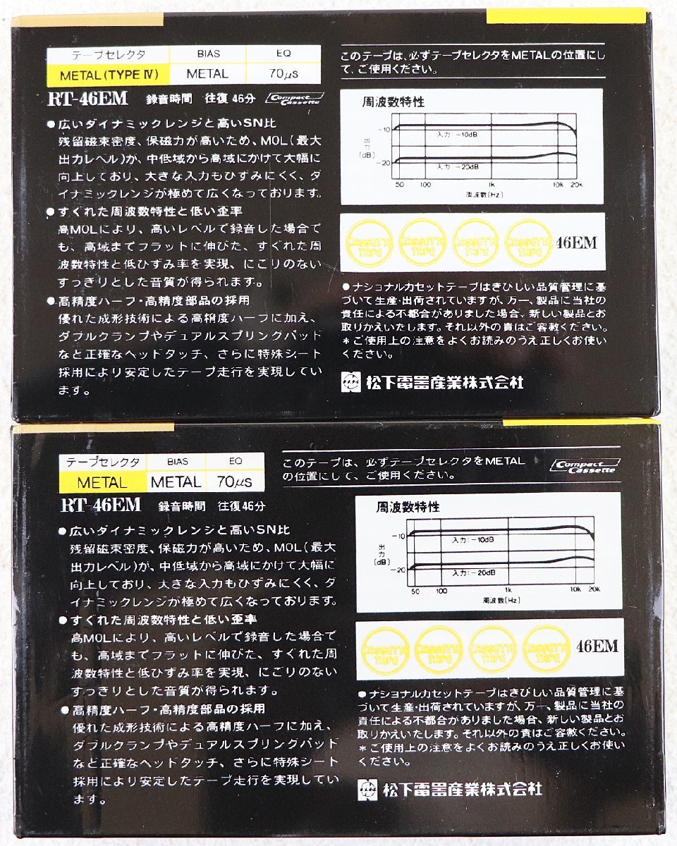 P♪未使用品♪メタルポジション カセットテープ 2本セット 『RT-46EM』 National/ナショナル 46分(片面23分) TYPEⅣ EQ：70μs ※未開封品_画像2