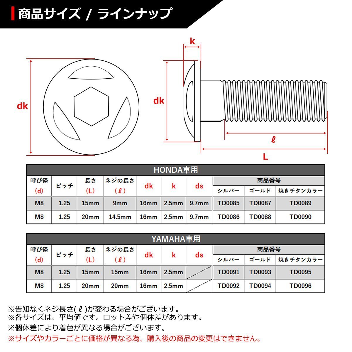 M8×15mm P1.25 ローターボルト ステンレス トライアングルヘッド 六角穴付き ホンダ車用 シルバーカラー 1個 TD0085_画像2