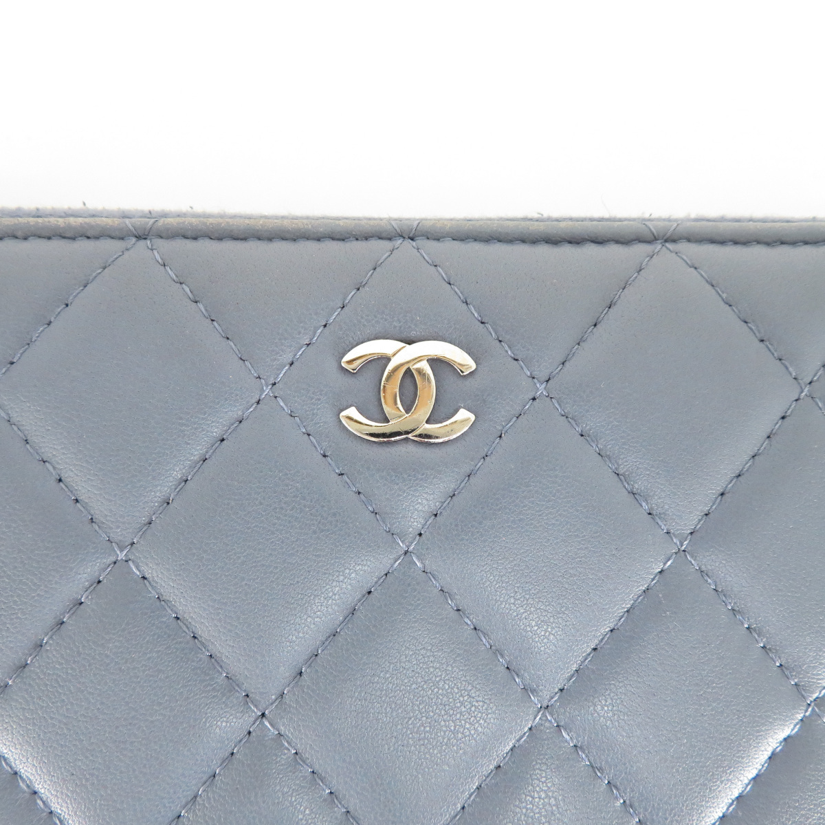 質イコー [シャネル] CHANEL マトラッセ ラムスキン ラウンドファスナー長財布(イタリア製) ブルーグレーＡ50097 中古_画像5