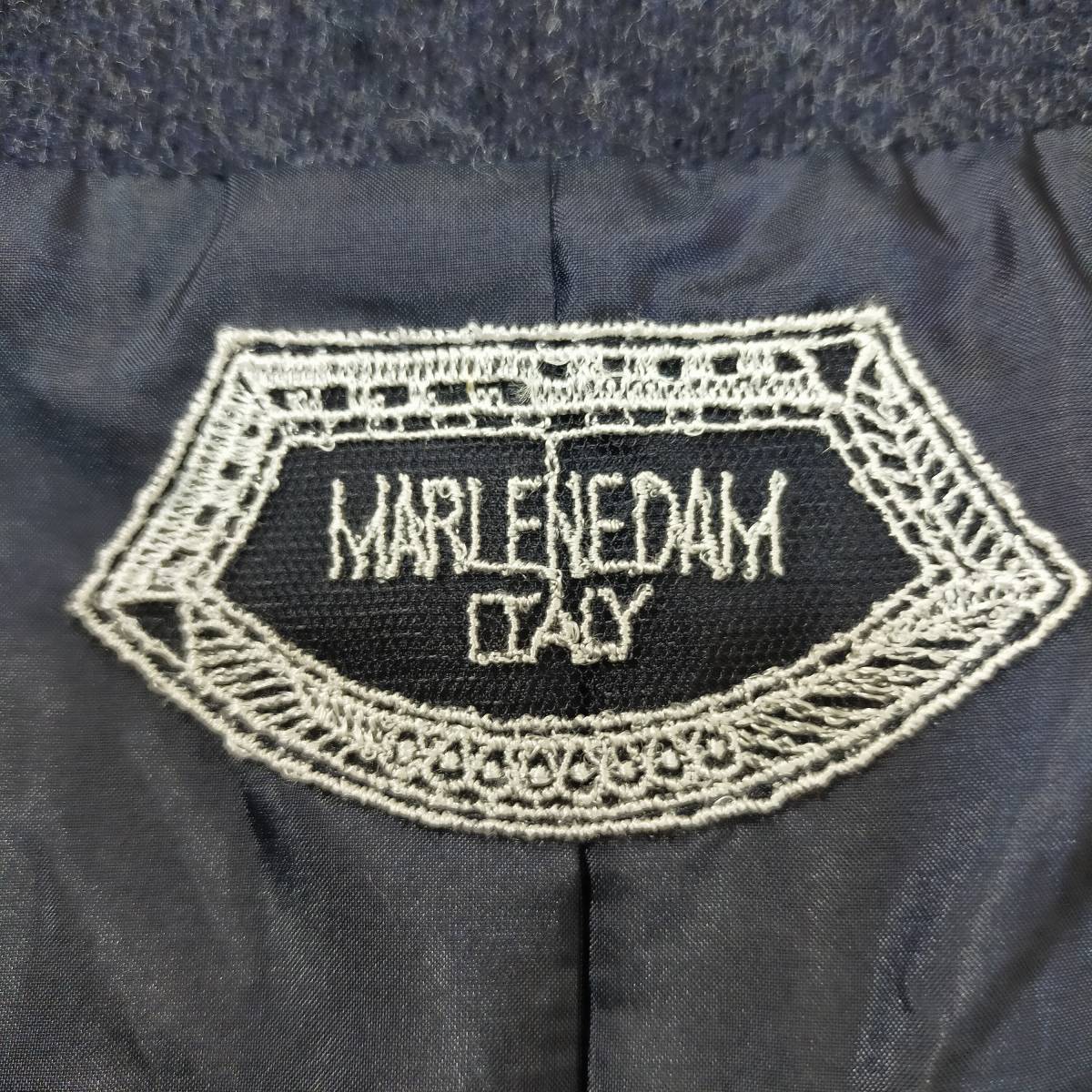 MARLENEDAM マーレンダム ショート丈ジャケット サイズ42 XL グレー 日本製 羊毛 襟付き 長袖 シンプル ポケット フルジップ 3262