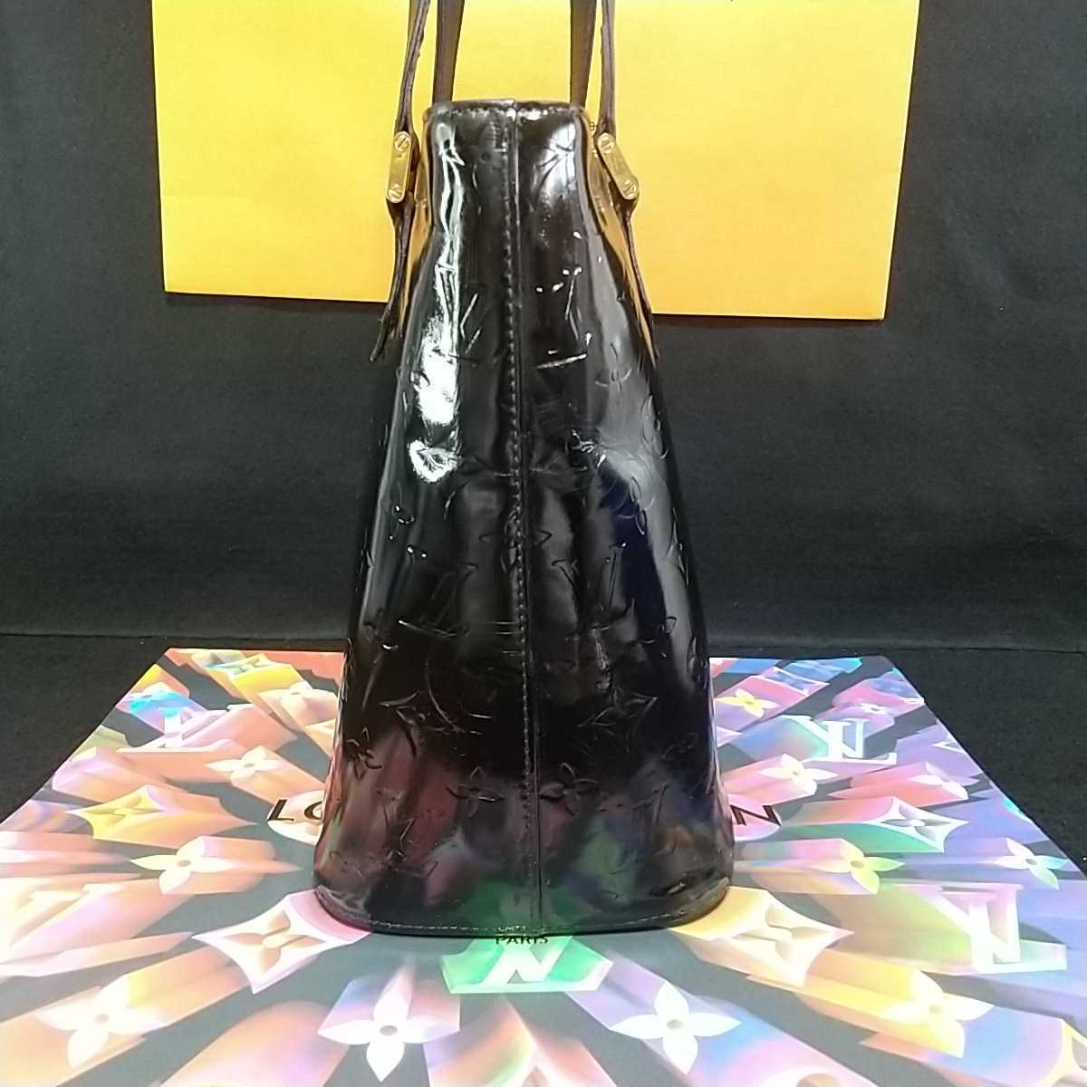 1円～ LM0070 美品正規品 LOUIS VUITTON ルイ　ヴィトン ヒューストン ヴェルニ　ラヴェルニイン モノグラム　エナメル　ブラック トート_画像4