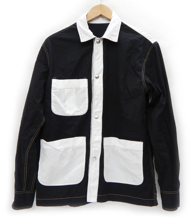 MARNI マルニ コットンポプリン リバーシブルワークシャツ FB1796 サイズ46 黒×白 ブラック ホワイト CUMU0127BQ メンズ_画像5