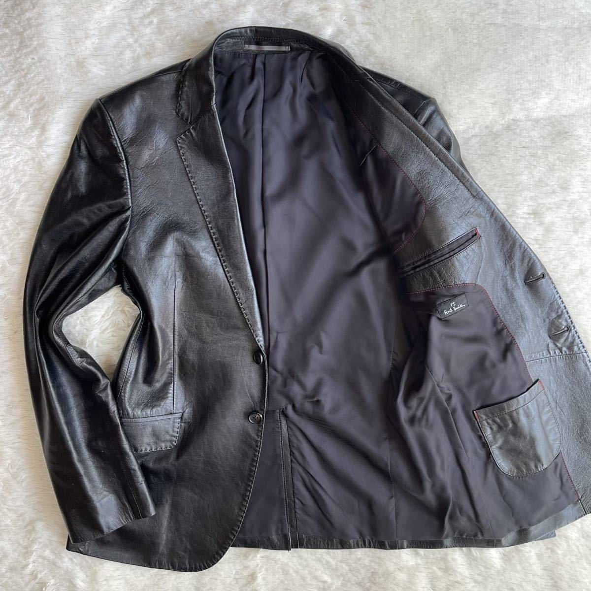ベルギー製 新品☆Paul Smith ラムレザー ブルゾン 羊革☆ブラック☆L
