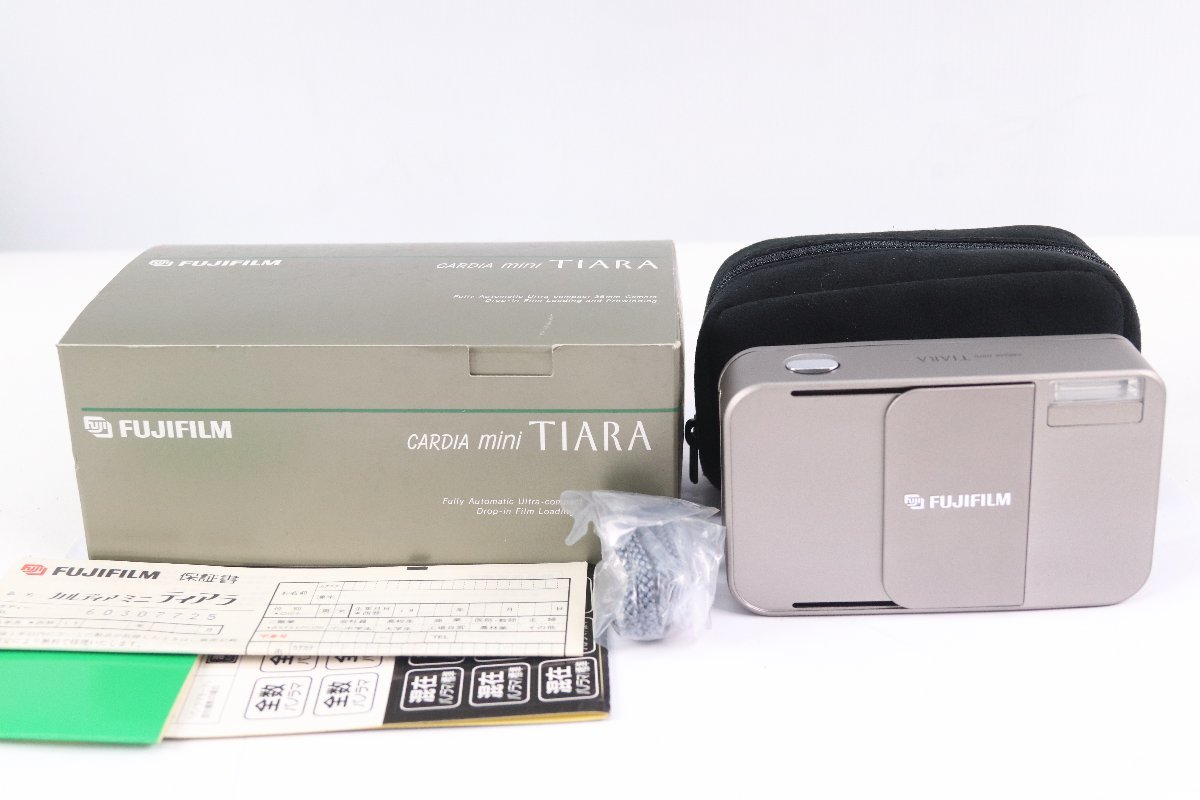 【ジャンク品】FUJIFILM 富士フィルム CARDIA MINI TIARA コンパクトフィルムカメラ 箱・ケース付き 36890-T_画像1