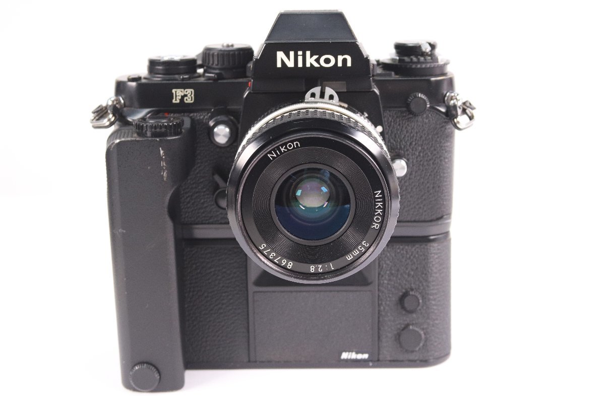 NIKON ニコン F3 アイレベル ボディ フィルムカメラ 一眼レフ + MD-4 + NIKKOR 35mm F2.8 単焦点レンズ 36989-Y_画像1