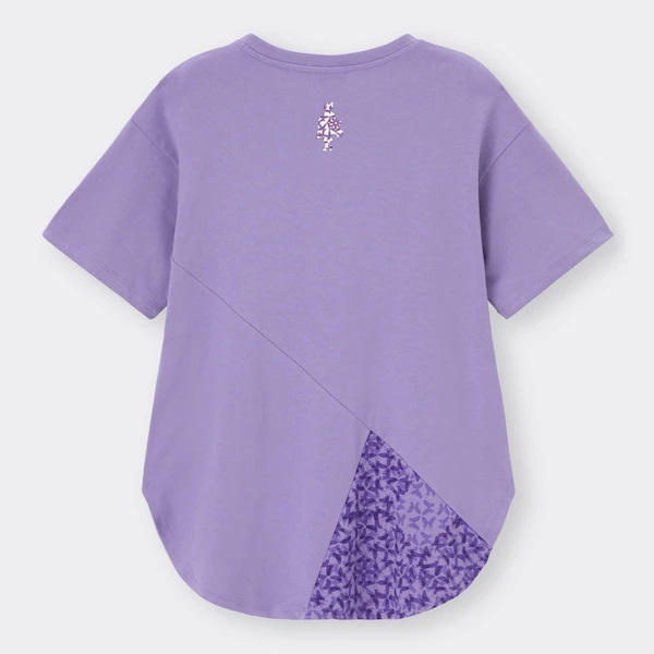 M 　新品　GU　鬼滅の刃　胡蝶忍　コットン切り替え　Tシャツ　ゆったりめ　丈も長め　紫