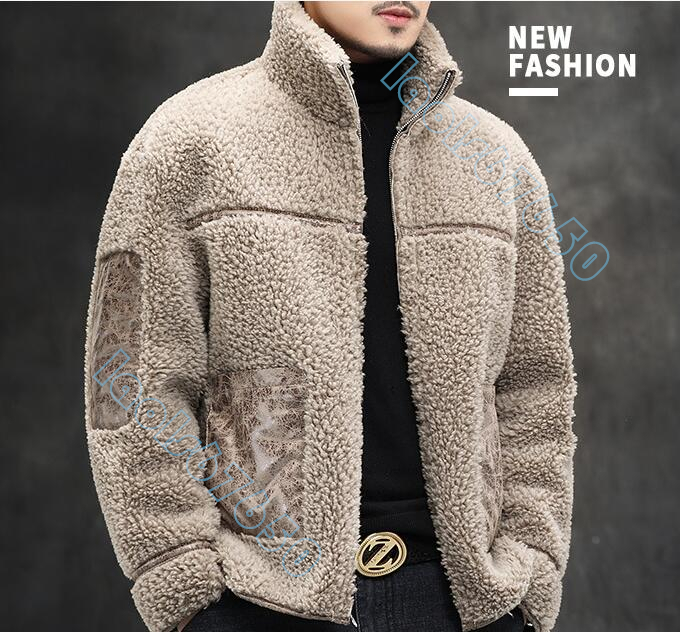 新着品 高級質量 暖かい保つウールジャケット メンズ ジャケット 羊 シャーリングサーマルコート 両面 ファー ショート_画像10