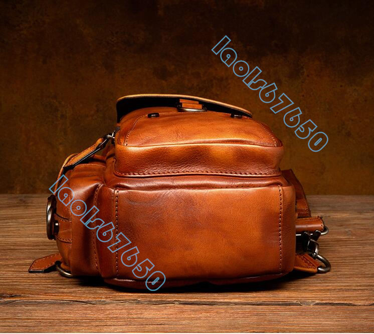  retro hand made leather chest bag cow leather shoulder bag men's Len ti bag messenger bag gift also highest 