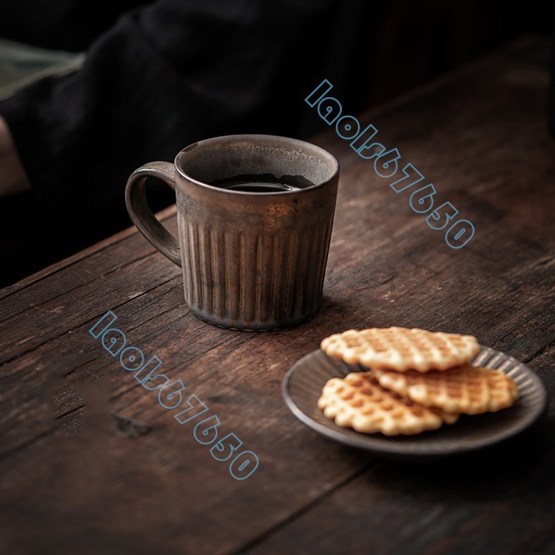 カップ*1+コースター*1 レトロ コーヒーカップセット セラミック ハイエンド 手作り 創造的 ミルク朝食カップ_画像3