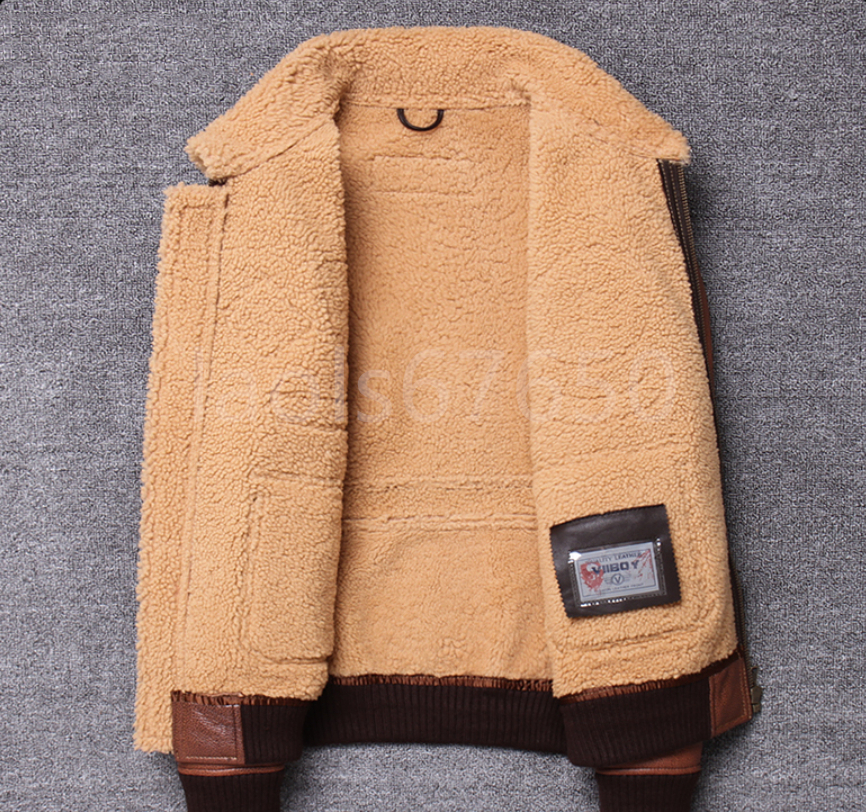 高級品質 冬 毛皮一体 羊革本革 メンズ ラペル レザー シープジャケット オリジナルのファー シャンパン_画像4