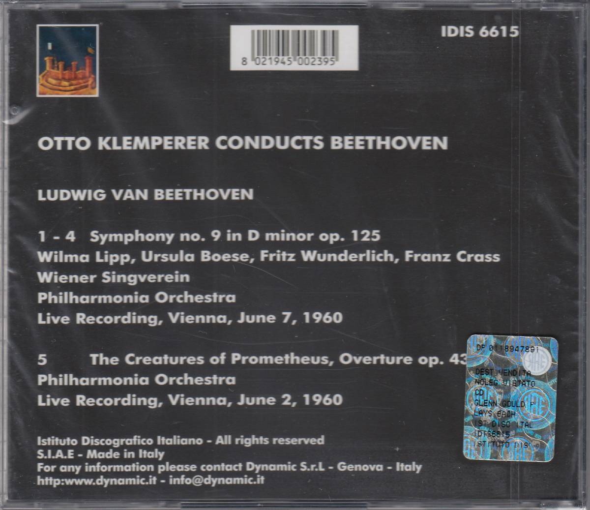 [CD/Idis]ベートーヴェン:交響曲第9番ニ短調Op.125他/W.リップ&U.ベーゼ他&O.クレンペラー&フィルハーモニア管弦楽団 1960.6.7他_画像2